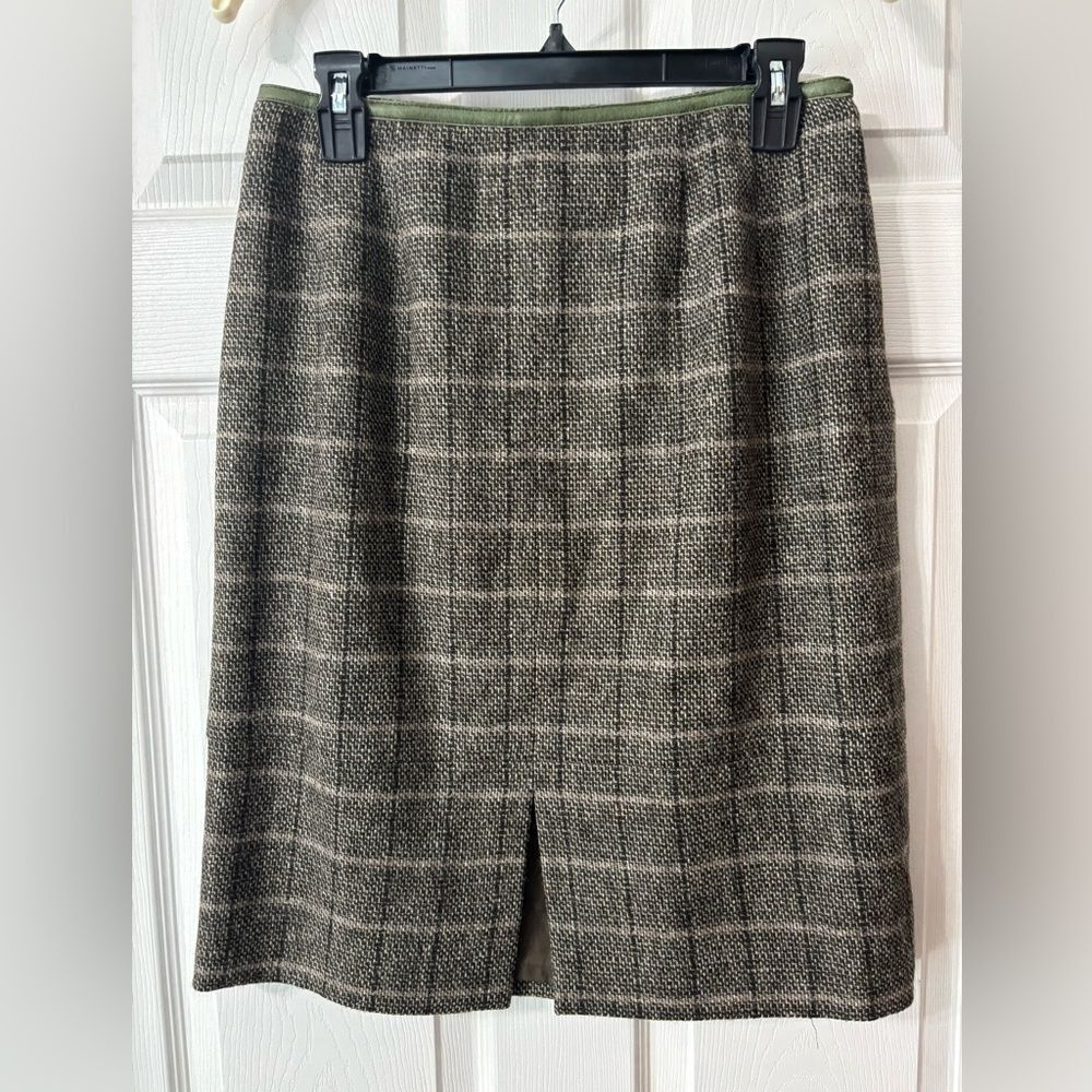 90’s Harve Bernard By Benard Holtzman 100% Wool Plaid Pencil Skirt Size 8